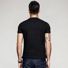 Load image into Gallery viewer, Patchwork Yarn Black Men Tshirt