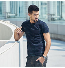Load image into Gallery viewer, Stripe Blue T Shirt Men